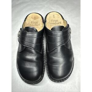 Finn Comfort Mules Womens 38 US 7.5 - 8 Santa Fe Black Leather Clogs Comfort